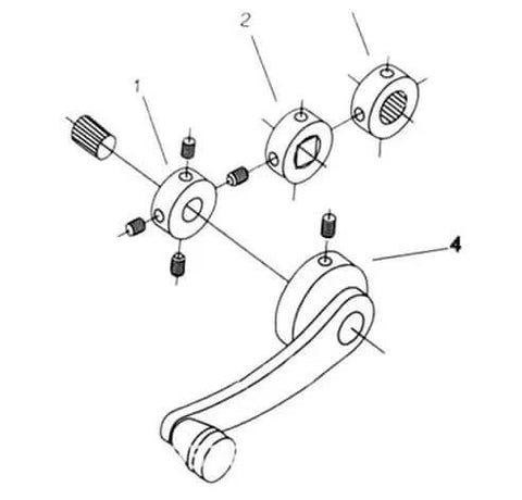 Diagram of Window Crank Handle Replacement Billet Aluminum Fits 0.4 Inch Round or Square Axis With 16 Splines Includes Fix Rings