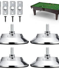 4 Pack Heavy Duty Billiard Table Leg Levelers With Adjustable 5 Inch Metal Leveling Feet Chrome Finish And PE Base For Pool Tables Soccer Tables Air Hockey Tables