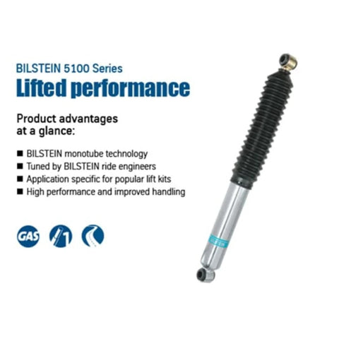 Bilstein 5100 Series rear shock absorber for 2000 to 2005 Ford Excursion with 3 to 5 inch rear lift monotube design