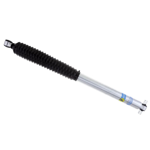 Bilstein 5100 Series Rear Shock Absorber For 2000 To 2005 Ford Excursion With 3 To 5 Inch Rear Lift Monotube Design Delivers Fade Free Performance And A Smooth Ride For Daily Driving And Rugged Off Road Fun, showing side view with black boot and metal body