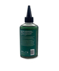 Rear view of 4.2 fl oz biodegradable green refill bottle for Micro System Automatic Motorcycle Chain Lubrication Kit with Scorpion Dual Injector.