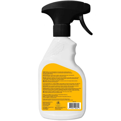 Back view of 11 oz bottle of 3 In 1 Biodegradable Penetrating Oil DeWalt For Quick Loosening Of Stuck Bolts, Hinges And Machinery