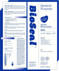 Front view of BioSeal General Purpose Silicone Sealant packaging, clear 10.1 fl oz.