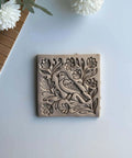Bird And Floral Harmony Square Tile Cutter And Stamp Tool For Pottery And Ceramic Clay Art 4 Inch By Mouldix showing bird design