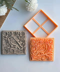 Bird And Floral Harmony Square Tile Cutter And Stamp Tool For Pottery And Ceramic Clay Art 4 Inch By Mouldix Professional Grade Tool