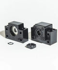 End supports BK BF10 for SFU1204 Ball Screw CNC Kit, black blocks with mounting holes for precise CNC positioning and smooth operation.