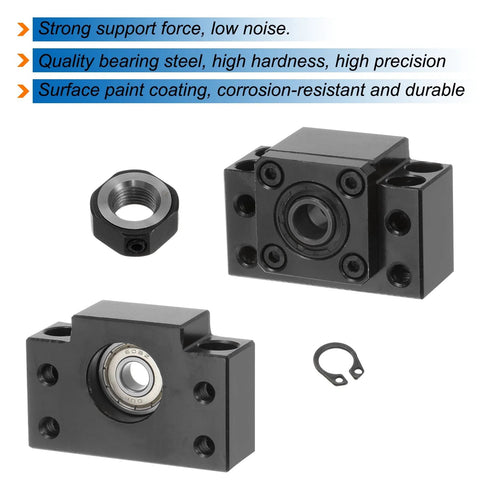 End Supports For BK10 And BF10 Ball Screws with metal ball screw nut and gasket, CNC machine linear motion components, durable construction