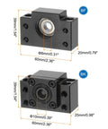 End Supports For BK10 And BF10 Ball Screws With Metal Ball Screw Nut CNC Machine Linear Motion Components 1 Set, front view