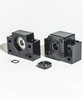 BK BF12 end supports for SFU1605 RM1605 Ball Screw Assembly, shown separately with nuts and rings on a white background