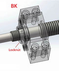 Diagram of Ballscrew Standard End Supports Bearing Blocks BK12 with locknut for CNC axis motion, anti-backlash setup, 16mm ball screw.