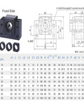Diagram of BK fixed side support, specifications for CNC ball screw assembly parts, including dimensions and table.