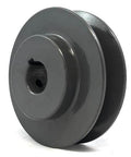 Side view of BK50-3/4" Bore Solid Pulley - 5" OD for V-belts cast iron size 4L, 5L with 1 groove and hex set screws.