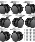 8 Piece Set Of 1.5 Inch Plastic Furniture Casters With Brakes And Swivel For Rolling Carts Tables Chairs And Cabinets Black