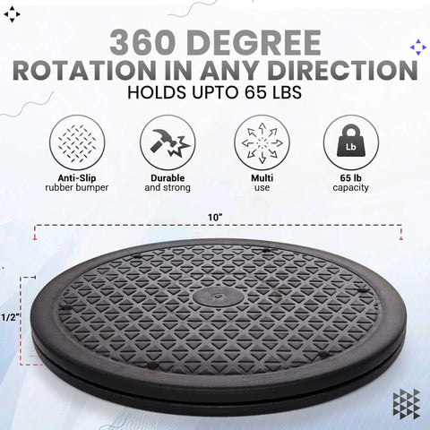 10 Inch Lazy Susan Turntable Organizer, Large Non Skid Rotating Swivel Base for Cabinets, Computer or Laptop, Durable Plastic