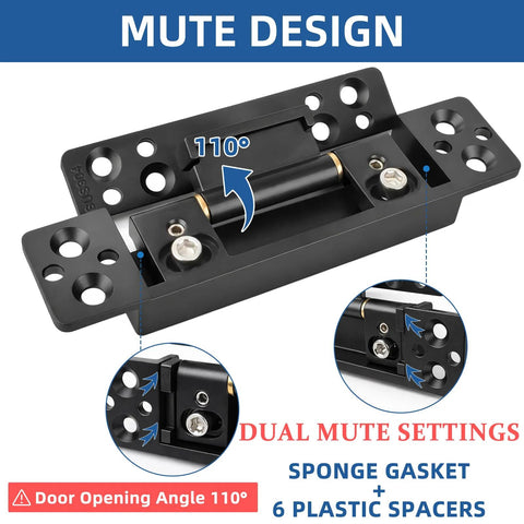 Ultra Thin 5 Inch Hidden Door Hinges for Secret Doors, 304 Stainless Steel, showing 110-degree silent opening mechanism