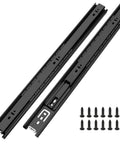 Full Extension Ball Bearing Drawer Slides 8 10 12 14 16 18 20 22 24 Inch Heavy Duty Side Mount File Cabinet Rails Dresser Runner Kitchen Cabinet Drawer Glides,12 Inch,1 Pair,Black with screws