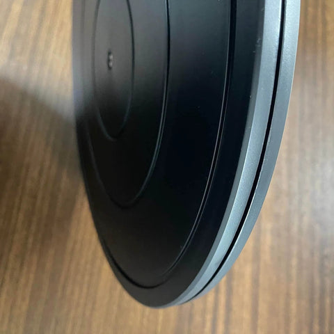 Side view of 16 Inch Heavy Duty Rotating Swivel Stand Lazy Susan with Steel Ball Bearings Black Turntable Base