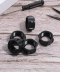 Six Pack Replacement Tightening Nuts For 17mm Ball Head Car Mounts on wooden surface with screwdriver and pliers