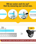Measurement guide for 2 Inch Stem Caster Wheels Total Locking Set of 4 Heavy Duty Swivel Casters with 3/8 Inch Threaded Stem