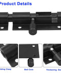 Detailed view of Two Pack 2 Inch Barrel Bolt Latches, Heavy Duty Sliding Door Locks Made From Aluminum Alloy, Easy Install, Black