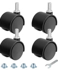2 Inch Furniture Casters Set Of 4 With 5/16 Inch Threaded Stems Nylon Wheels Black Swivel Casters For Tables Cabinets And Storage Racks