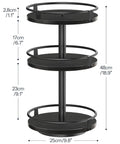 Rotating Spice Rack Lazy Susan With 360 Degree Turntable And Large Capacity Three Tier Vertical Storage Organizer in black
