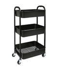3 Tier Rolling Utility Cart With Caster Wheels Four Wheels Two Lockable For Kitchen And Bathroom Super Handy For Trays Towels