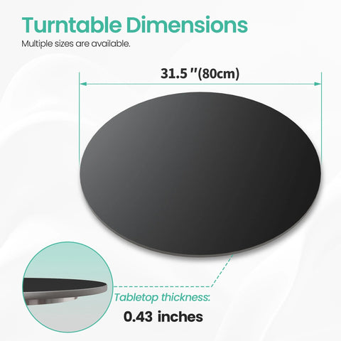 31.5 Inch Lazy Susan Turntable with 360 Degree Rotation Sintered Stone, silent anti-slip surface, ideal for kitchen and dining use.