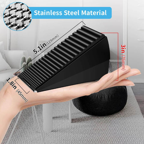Heavy Duty Door Stopper For Bottom Of Door 3 Inch Tall Adjustable Metal Door Stop With Anti Slip Rubber Grip on hand