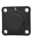 Front view of 1-1/4 in Narrow Set Screw Pillow Block Bearing with Zinc Insert and Black 4-Bolt Plastic Housing, Flange Mount Single Unit