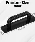 Black 4-inch self-stick handle with dimensions for cabinets, part of Four Pack Adhesive Cabinet Handles Self Stick Drawer Pulls No Drill Black 4 Inch Stick On Handles.