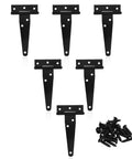4 Inch T Strap Hinges Black Heavy Duty Tee Hinge For Barn Shed Doors Wrought Iron Durable Anti Rust Corrosion Resistant with screws