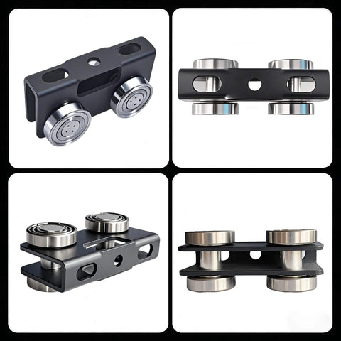 ✝️ 4 Wheel Trolley Assembly Rollers, Upgraded Load & Stable Roller Trolley for Electric Hoist, 1-5/8" Strut Channel, Black 4 Pack