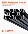 4PCS 23.6 in (600 mm) T Slot 4040 Aluminum Extrusion Profile, European Standard Anodized Linear Rail shown in black