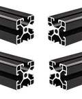 Four black 4-Piece 4040 T Slot Aluminum Extrusion Profile 78.7 Inch for 3D Printer Parts and CNC DIY Projects, European Standard Anodized Linear Rail.