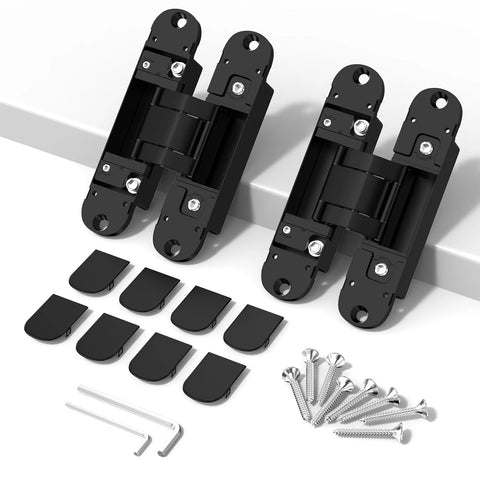 Discreet 5 Point 5 Inch Hidden Door Hinges Set For 180 Degree Swing Concealed Hinges 3 Way Adjustable Butt Hinges
