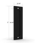 Side view of 7 Inch Black Barn Door Handle Finger Pull Set Two Pack Heavy Duty Invisible Handle For Gates Garages Sheds Barn Doors And Pocket Doors With Flat Bottom Design And Easy To Install Solid Carbon Steel Construction With Rust Resistant Powder Coat.