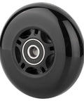 Black inline skate wheel for outdoor & indoor use, 80mm with ABEC-9 bearings, part of a roller hockey wheel set 8-pack.