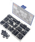 Box of 150 black 11mm Outer Diameter ABS Unthreaded Clearance Spacers Standoffs Kit for M6 Screws, various lengths.