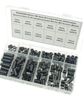 Black ABS Round Spacers For M5 Screws Kit 240 Pcs, OD 9mm ID 5.4mm Nonthreaded Standoffs, 3mm to 25mm Lengths shown in storage box
