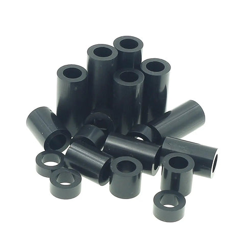 Black ABS Round Spacers For M5 Screws Kit 240 Pcs, OD 9mm ID 5.4mm Nonthreaded Standoffs, 3mm To 25mm Lengths