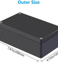 Outdoor IP67 Waterproof Electrical Box In Black ABS Junction Box With Cable Glands For DIY Projects Weatherproof Power Enclosure