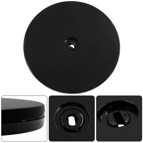 Top and detailed views of 6-Inch Lazy Susan Turntable With Black Acrylic Surface Ball Bearing Rotation For Cakes And Spices Durable Tray