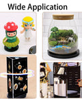 Various uses of 4 Inch Black Acrylic Lazy Susan Turntable Set 4 Pcs for organizing toys, terrariums, menus, and kitchen items.