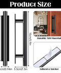 30 Pack Self Stick Push Pull Cabinet Handles In Black ABS Plastic showing product size and adhesive sticker detail.