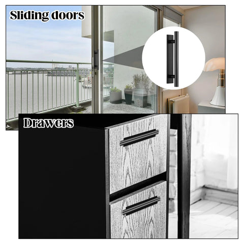30 Pack Self Stick Push Pull Cabinet Handles In Black ABS Plastic No Drill Adhesive for Sliding Doors and Drawers