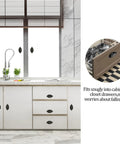 4 Pack Black Adhesive Cabinet Knobs Peel And Stick No Drilling Self Adhesive Drawer Pulls installed on kitchen cabinets