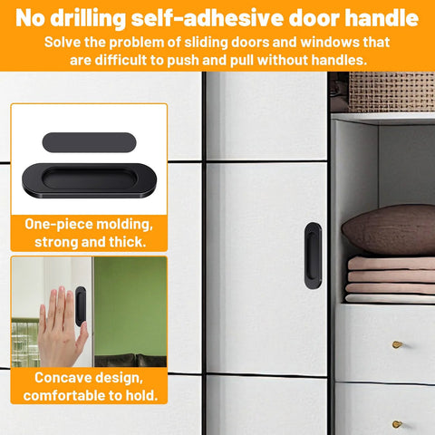 No drilling self adhesive door handle with self stick sliding door handles 4 inch black aluminum alloy adhesive flat finger pulls
