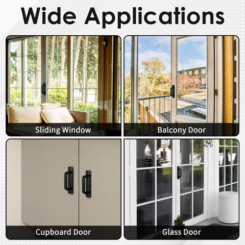 Wide applications of Four Pack Adhesive Cabinet Handles Self Stick Drawer Pulls No Drill Black 4 Inch on sliding windows and doors.