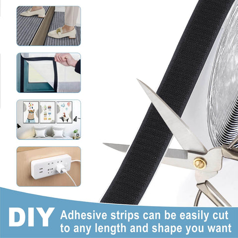 Heavy Duty Adhesive Strips Roll 26.5 Feet By 1.2 Inches Self Adhesive Nylon Back Fastener Tape being cut for DIY projects
